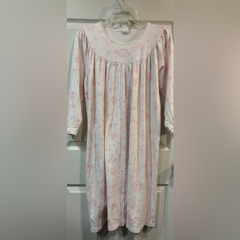 Calida of Switzerland Mid-Length Nightgown Pink Pearl Floral Soft Cotton size XS